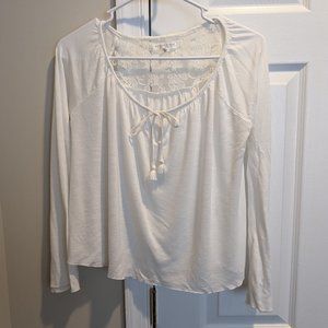 Aeropostale Cream Lace Blouse Shirt XS